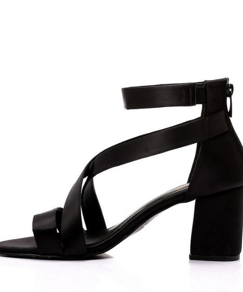 XO Style Faux Leather Heels Sandal For Women - Black