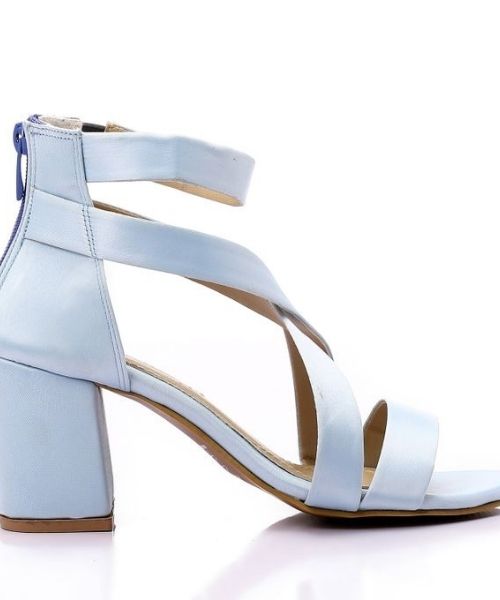 XO Style Faux Leather Heels Sandal For Women - Light Blue