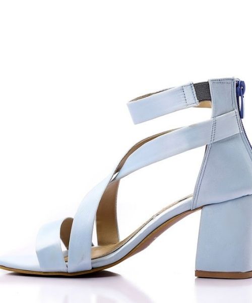 XO Style Faux Leather Heels Sandal For Women - Light Blue