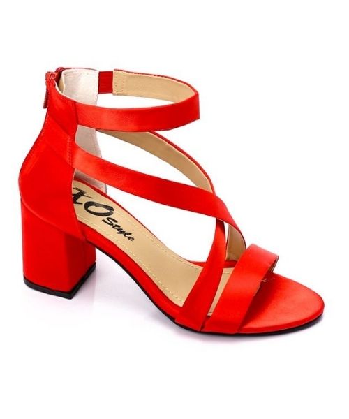 XO Style Faux Leather Heels Sandal For Women - Red