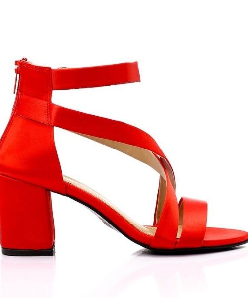 XO Style Faux Leather Heels Sandal For Women - Red