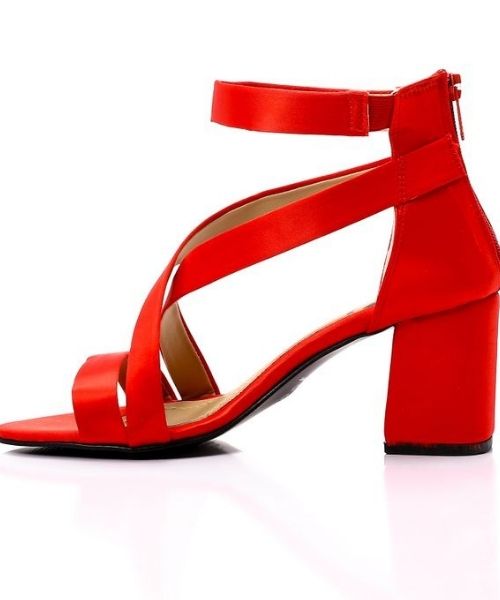 XO Style Faux Leather Heels Sandal For Women - Red