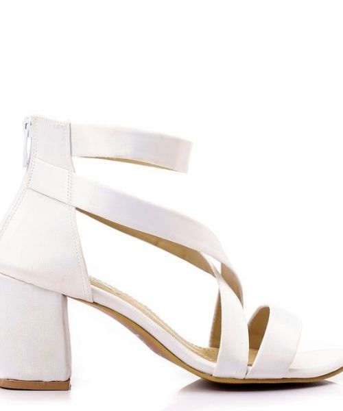 XO Style Faux Leather Heels Sandal For Women - White