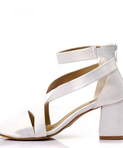 XO Style Faux Leather Heels Sandal For Women - White