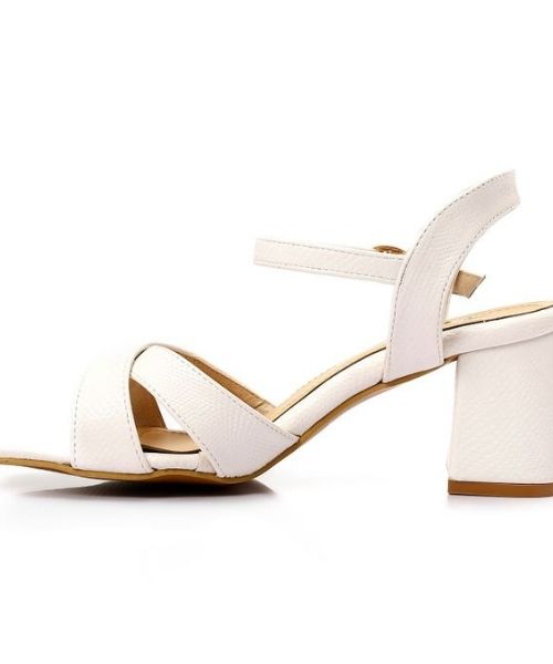 XO Style Faux Leather Heels Sandal For Women - White