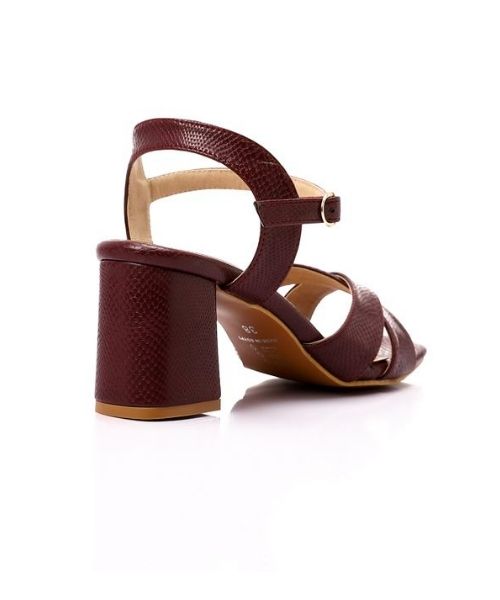 XO Style Faux Leather Heels Sandal For Women - Burgundy