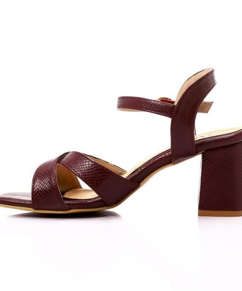 XO Style Faux Leather Heels Sandal For Women - Burgundy