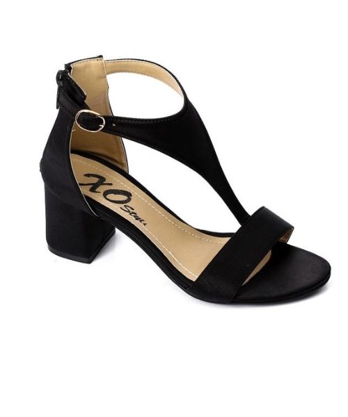 XO Style Faux Leather Heels Sandal For Women - Black