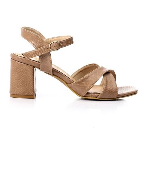 XO Style Faux Leather Heels Sandal For Women - Cafe