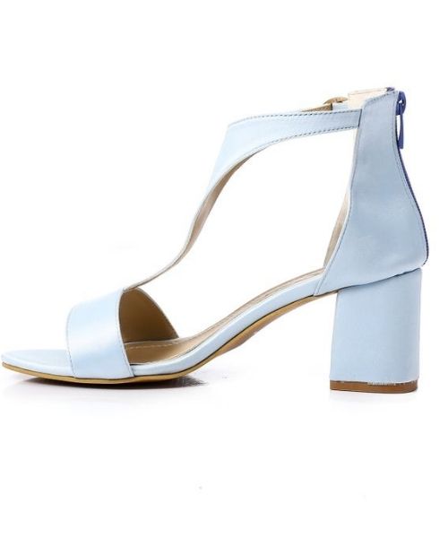 XO Style Faux Leather Heels Sandal For Women - Light Blue