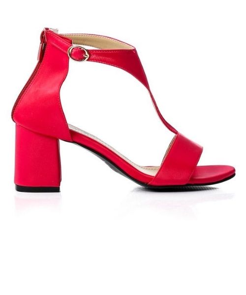 XO Style Faux Leather Heels Sandal For Women - Red