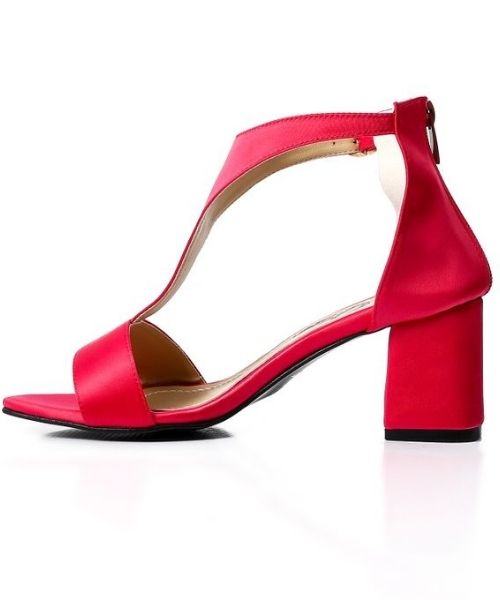 XO Style Faux Leather Heels Sandal For Women - Red