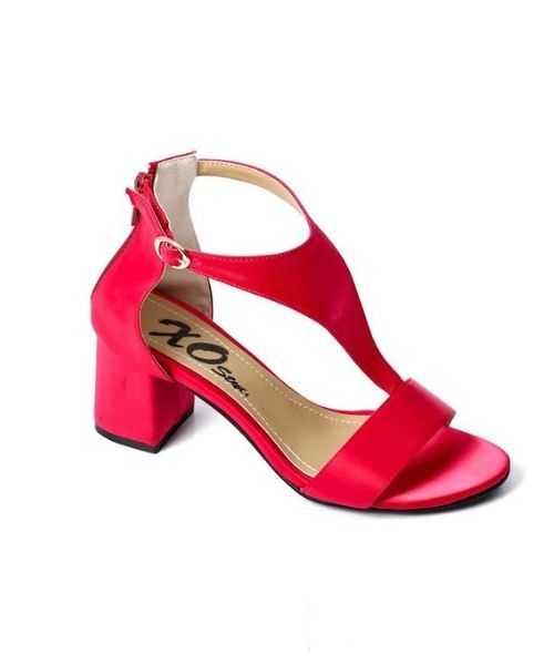 XO Style Faux Leather Heels Sandal For Women - Red