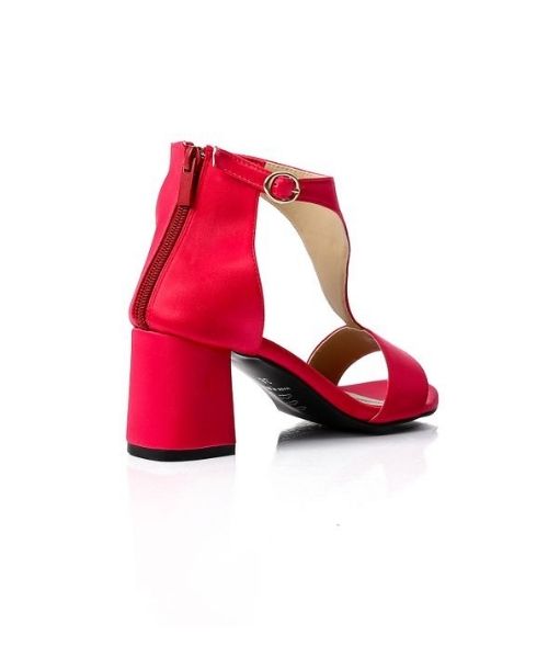 XO Style Faux Leather Heels Sandal For Women - Red