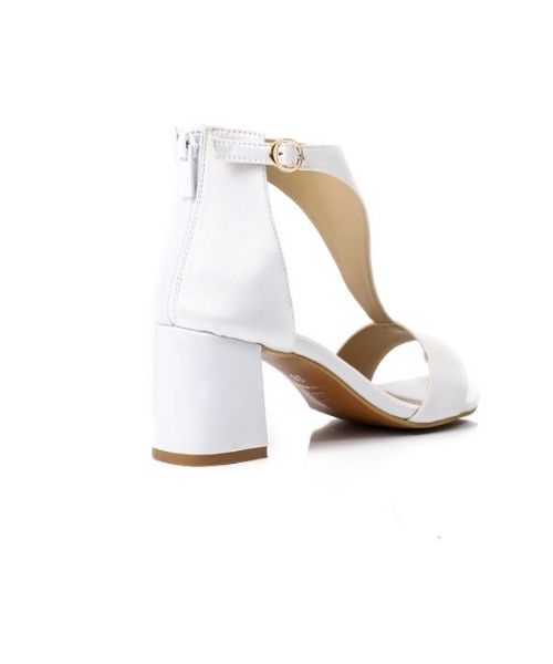 XO Style Faux Leather Heels Sandal For Women - White