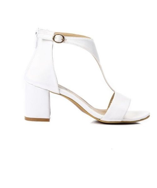 XO Style Faux Leather Heels Sandal For Women - White