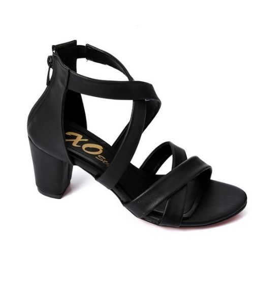 XO Style Faux Leather Heels Sandal For Women - Black