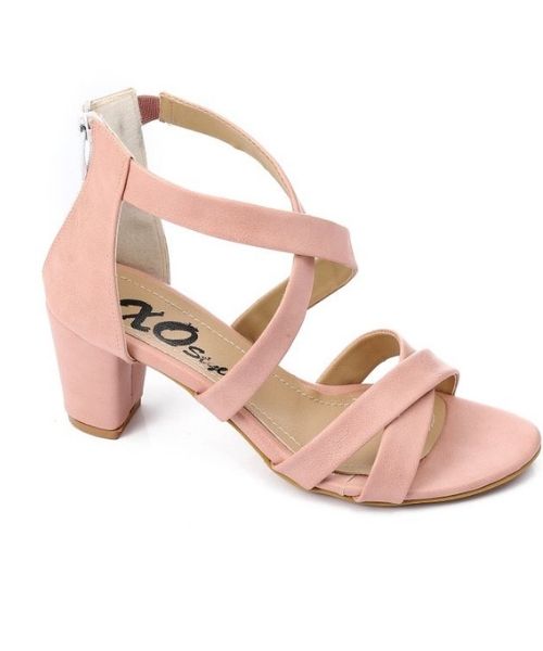 XO Style Faux Leather Heels Sandal For Women - Rose