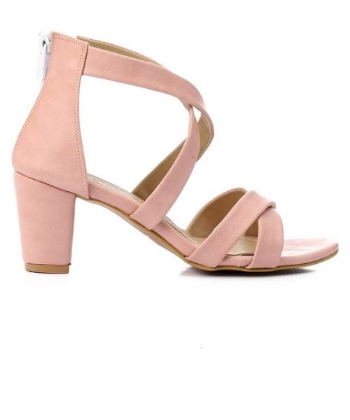 XO Style Faux Leather Heels Sandal For Women - Rose