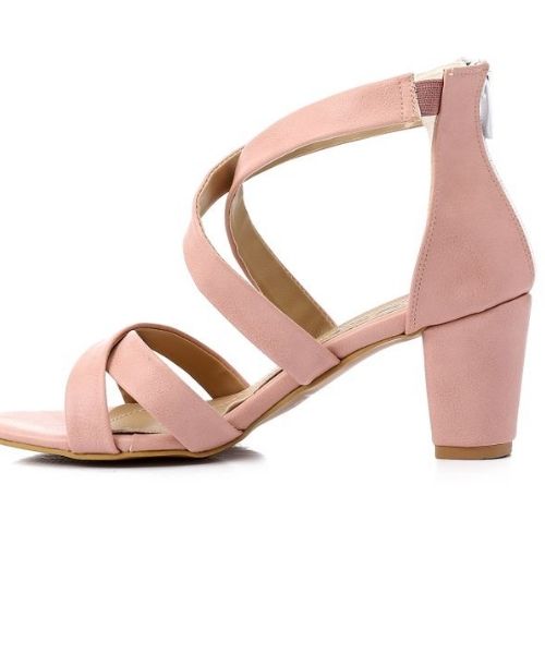 XO Style Faux Leather Heels Sandal For Women - Rose