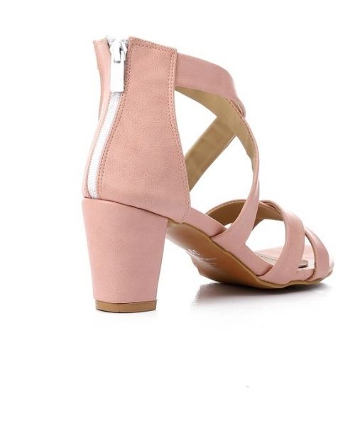 XO Style Faux Leather Heels Sandal For Women - Rose