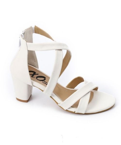 XO Style Faux Leather Heels Sandal For Women - White