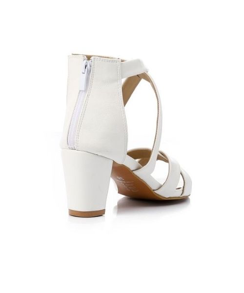 XO Style Faux Leather Heels Sandal For Women - White