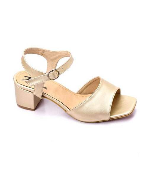 XO Style Faux Leather Heels Sandal For Women - Gold