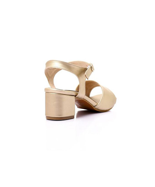 XO Style Faux Leather Heels Sandal For Women - Gold