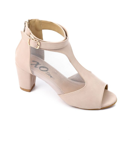 XO Style Faux Leather Heels Sandal For Women - Beige