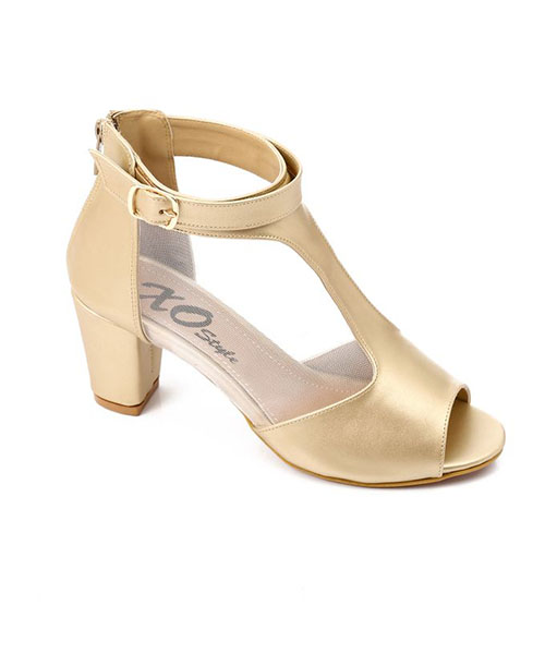 XO Style Faux Leather Heels Sandal For Women - Gold