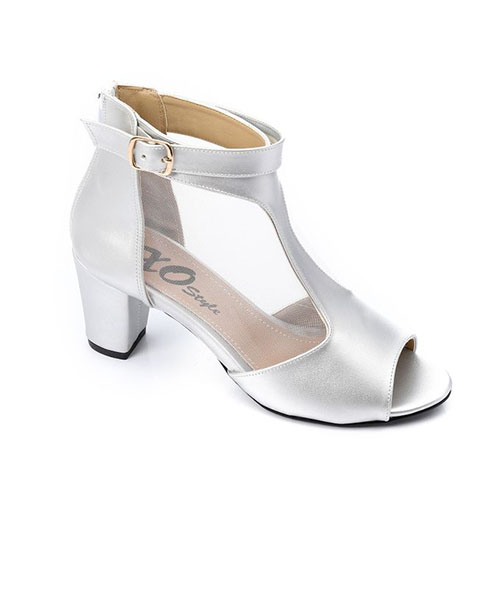 XO Style Faux Leather Heels Sandal For Women - Silver