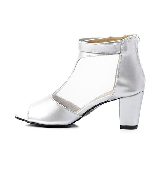 XO Style Faux Leather Heels Sandal For Women - Silver