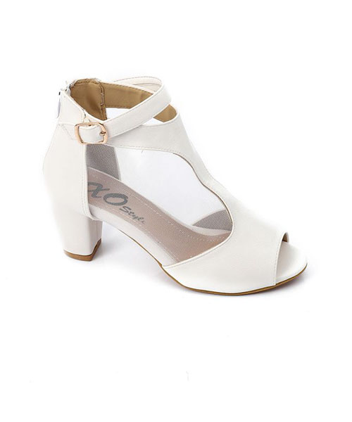 XO Style Faux Leather Heels Sandal For Women - White