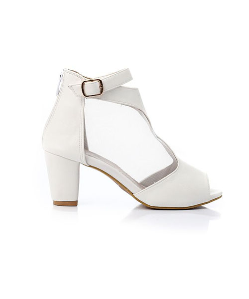 XO Style Faux Leather Heels Sandal For Women - White