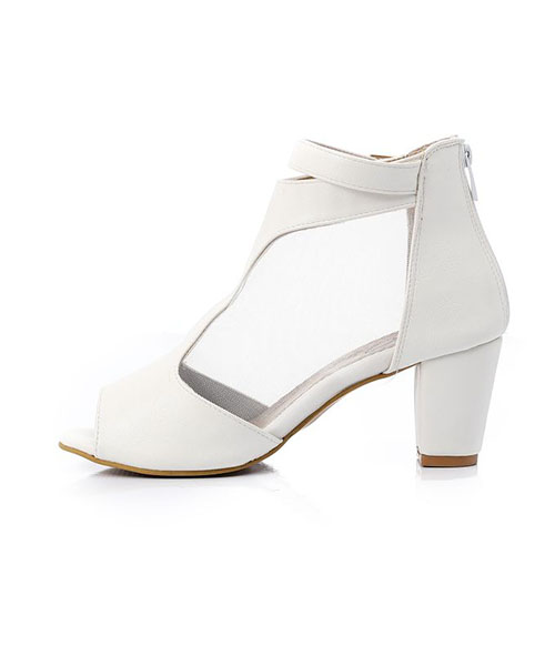 XO Style Faux Leather Heels Sandal For Women - White