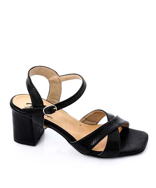 XO Style Faux Leather Heels Sandal For Women - Black