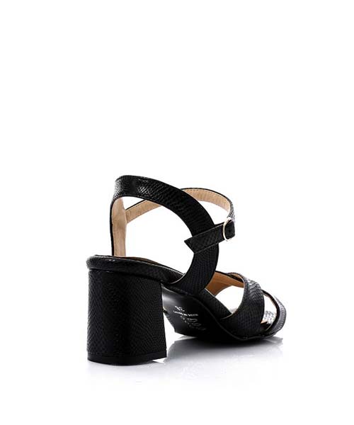 XO Style Faux Leather Heels Sandal For Women - Black