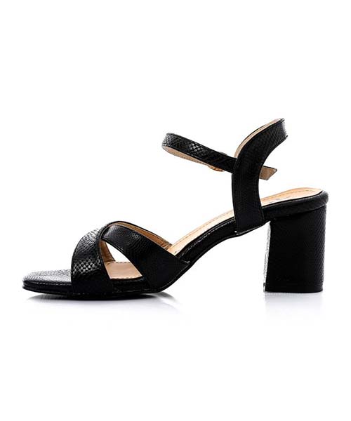 XO Style Faux Leather Heels Sandal For Women - Black