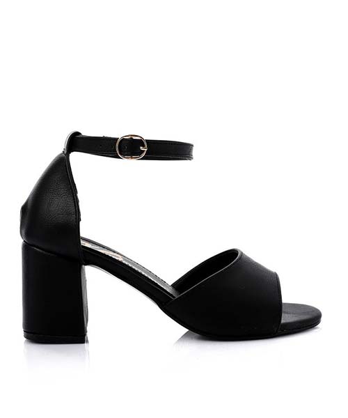 XO Style Faux Leather Heels Sandal For Women - Black