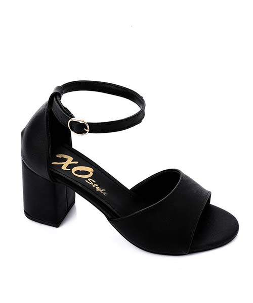 XO Style Faux Leather Heels Sandal For Women - Black