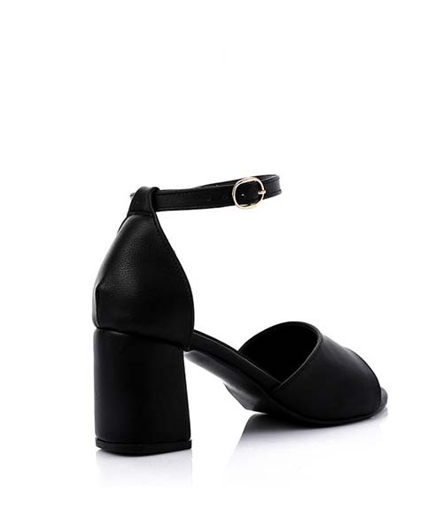 XO Style Faux Leather Heels Sandal For Women - Black