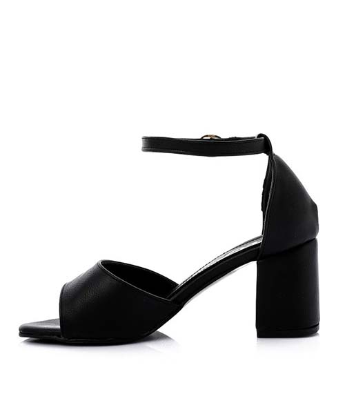 XO Style Faux Leather Heels Sandal For Women - Black