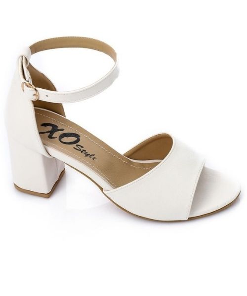 XO Style Faux Leather Heels Sandal For Women - White