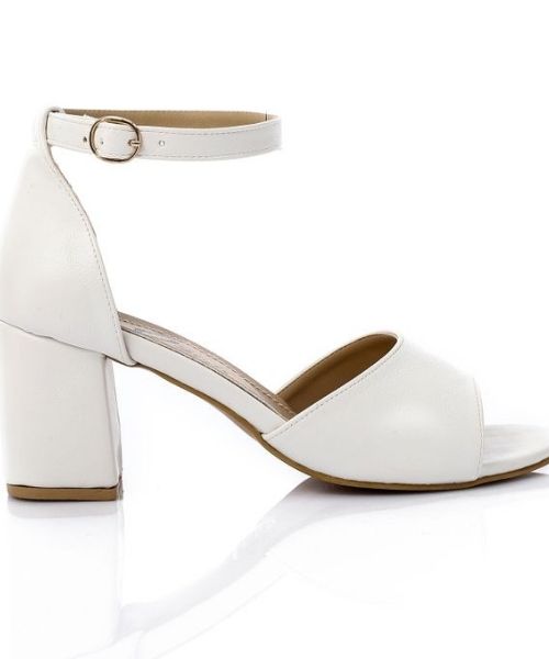 XO Style Faux Leather Heels Sandal For Women - White