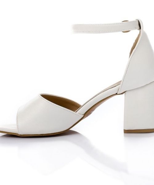 XO Style Faux Leather Heels Sandal For Women - White