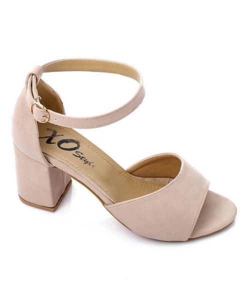 XO Style Faux Leather Heels Sandal For Women - Beige