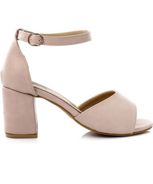 XO Style Faux Leather Heels Sandal For Women - Beige