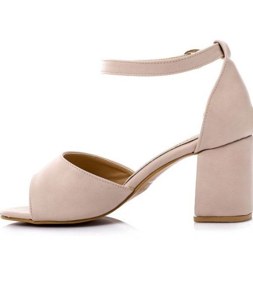 XO Style Faux Leather Heels Sandal For Women - Beige