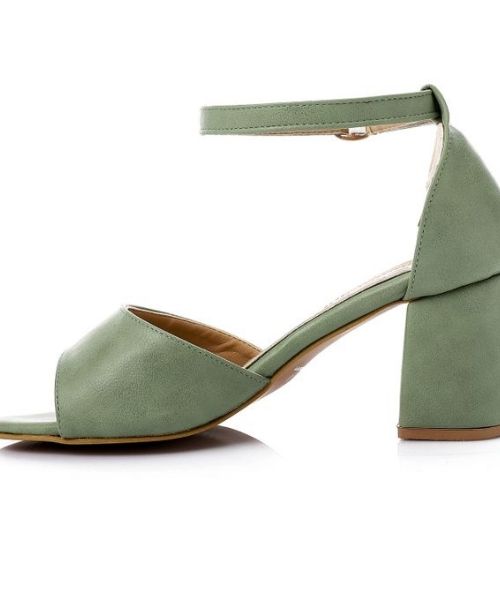 XO Style Faux Leather Heels Sandal For Women - Mint Green